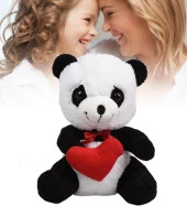 Elinde Kalp Tutan Sevimli Peluş Panda - 35 cm - 3