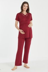 Kadın Kısa Kollu Lohusa Pijama Takımı Düğmeli İsem Moda 4080 - 1