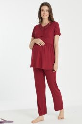 Kadın Kısa Kollu Lohusa Pijama Takımı Düğmeli İsem Moda 4080 - 5