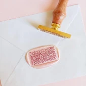 Mührü Mumu Damga 18x35mm Dikdörtgen Boş Bakır Kafa+Gül Ağacı Sap thumbnail 7