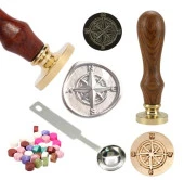 Mektup Damga Mühürü Pusula North + 30 Mühür Mumu + Metal Kaşık - 1