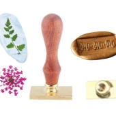 Mührü Mumu Damga 30x45mm Dikdörtgen Boş Bakır Kafa+Gül Ağacı Sap thumbnail 1