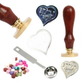 Mektup Damga Mühürü Love Kalp + 30 Mühür Mumu + Eritme Kaşığı thumbnail 1