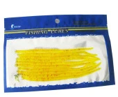 PROFISHER 10 Adet Set 13,5cm Simli Sarı Silikon Solucan Sahte Yem thumbnail 2