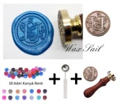 Retro Mektup Mühürü Damga U Harfi + 30 Adet Mühür Mumu + Eritme Kaşığı thumbnail 1