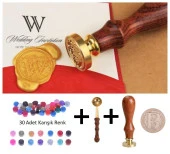 Retro Mektup Mühürü Damga B Harfi + 30 Adet Mühür Mumu + Eritme Kaşığı thumbnail 1