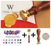 Retro Mektup Mühürü Damga D Harfi + 30 Adet Mühür Mumu + Eritme Kaşığı thumbnail 1