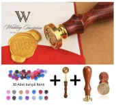 Retro Mektup Mühürü Damga G Harfi + 30 Adet Mühür Mumu + Eritme Kaşığı thumbnail 1