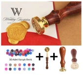 Retro Mektup Mühürü Damga Gonca Gül + 30 Adet Mühür Mumu + Eritme Kaşığı thumbnail 1