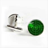 Kol Düğmesi Cam Yüzey Radar Ekranı Lüks Hediye Parti Düğün Gömlek Takım - 1