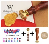 Retro Mektup Mühürü Damga S Harfi + 30 Adet Mühür Mumu + Eritme Kaşığı thumbnail 1