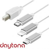 Daytona ADS-501 3ın1 USB B To Micro-Lightning-Type-C Telefon Bilgisayar Tablet Için Piyano Mıdı Org Elektrikli Piyano Konnektörü Çevirici Otg Kablo - 1