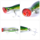 PROFISHER Ton Akya Sert Popper Sahte Yem 43 gr 13 cm Yeşil Gold - 6