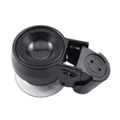 45X Cep Büyüteç Odak Ayarlı 2 Beyaz 1 UV LED Işık Deri Kılıflı - 2