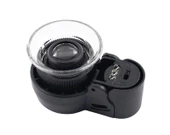 45X Cep Büyüteç Odak Ayarlı 2 Beyaz 1 UV LED Işık Deri Kılıflı - 11