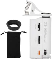 60X 100X UV LED Işıklı Mikroskop Büyüteç Cep Telefon Klipsli - 1