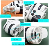 Mikroskop Büyüteç 50X Cam Lens Telefon Klipsli USB Şarjlı Led/UV - 9