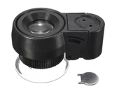 45X Cep Büyüteç Odak Ayarlı 2 Beyaz 1 UV LED Işık Deri Kılıflı - 1