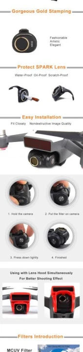 DJI Spark Gimbal Kamera HD ND8 Filtre Optik Lens - 5