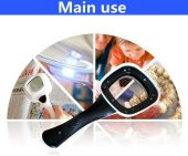 10X HD Lens 55mm 5 LED 1 UV Işıklı Kare El Büyüteç Okuma Kauçuk Çerçeve - 4