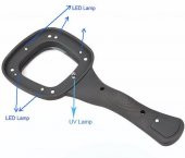 10X HD Lens 55mm 5 LED 1 UV Işıklı Kare El Büyüteç Okuma Kauçuk Çerçeve - 6