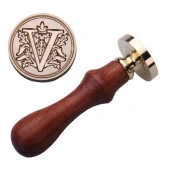 Retro Mektup Mühürü Damga V Harfi + 30 Adet Mühür Mumu + Eritme Kaşığı thumbnail 2