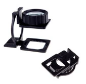 15X Lüp Kumaş Büyüteç Optik Cam Lens Ölçekli Metal Siyah Renk Üç Eklem Katlanır - 1