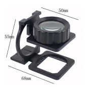 15X Lüp Kumaş Büyüteç Optik Cam Lens Ölçekli Metal Siyah Renk Üç Eklem Katlanır - 4