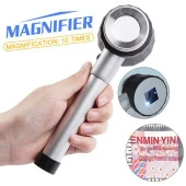 10X Optik Ölçekli Metal El Büyüteç Cam Lens 3 LED Işıklı Fermuarlı EVA Çantalı - 5