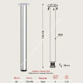 Gürçay Masa Ayağı 71cm Çap: 60mm 1 Adet Parlak Krom thumbnail 2