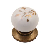 Sude Porselen Kulp Antik Altın Çiçekli Düğme (2 Adet) - 1