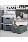 2 Adet Storage 13 Lt Gri Çok Amaçlı Dolap Içi Düzenleyici Kapaklı Kutu Bot Kutusu - 4