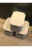 3 Adet Storage 6lt Gri Çok Amaçlı Dolap Içi Düzenleyici Kapaklı Kutu, Dekoratif Saklama Kutusu - 6