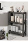 Slim Siyah 3 Katlı Tekerlekli Mutfak Ve Banyo Rafı Katlı Düzenleyici - Dar Alan Baharatlık Havluluk - 1