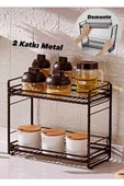 2 Katlı Metal Tezgah Üstü Mutfak Rafı Masa Üstü Baharat Standı / Çok Amaçlı Katlı Raf - 1