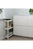 Tekerlekli Beyaz 3 Katlı Raf - Banyo Mutfak Dar Alan Düzenleyici Organizer - 4