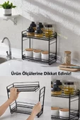 2 Katlı Metal Tezgah Üstü Mutfak Rafı Masa Üstü Baharat Standı / Çok Amaçlı Katlı Raf - 4