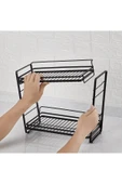 2 Katlı Metal Tezgah Üstü Mutfak Rafı Masa Üstü Baharat Standı / Çok Amaçlı Katlı Raf - 6