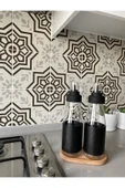 Deri Kılıflı Damlatmaz Ahşap Standlı 3 Parça Yağlık Sosluk Seti - 720 ml - 6