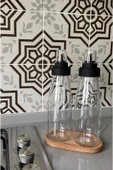 Büyük Boy Damlatmaz Akıllı Ahşap Standlı 3 Parça Cam Yağlık Seti - 720 ml thumbnail 2