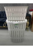 Bambu Halatlı Kirli Çamaşır Sepeti Ve Selesi Seti - 2'li Takım - 2