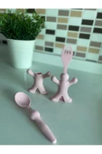 Çocuk Figürlü Mama Kaşığı Ve Çatalı - Lila - 1
