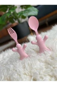 Çocuk Yemek Seti Figürlü Mama Tabağı Çatal Kaşık- Pembe - 4