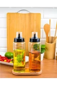 Ahşap Stantlı 2`li 500 ml Damlatmaz Akıllı Cam Yağlık Sirkelik Seti thumbnail 1