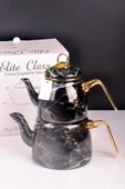 Elite Class Emaye Çaydanlık Mermer Desenli - Siyah 2 -200582 - 1