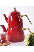 Elite Emaye Çaydanlık Kırmızı 200463 Red Retro Gassal Demlik - Ramazan Iftar Sahur Keyfi - 1