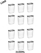 Vakumlu Hava Almaz Saklama Kabı Seti Erzak Kabı Dikdörtgen 12Adet 3100ML thumbnail 2