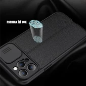 Gpack Apple iPhone 13 Pro Kılıf Kamera Sürgülü Deri Dokulu Mat Silikon - 3