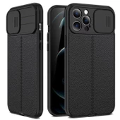 Gpack Apple iPhone 13 Pro Kılıf Kamera Sürgülü Deri Dokulu Mat Silikon - 6