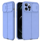 Gpack Apple iPhone 13 Pro Kılıf Kamera Sürgülü Deri Dokulu Mat Silikon - 7